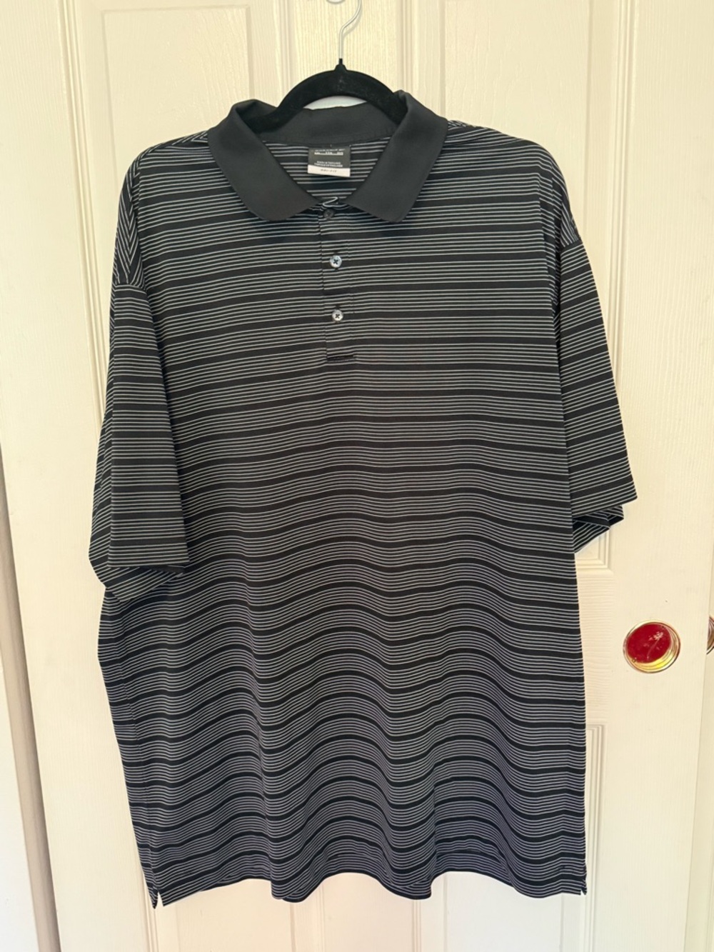 Nike Black and Gray Striped Polo Shirt